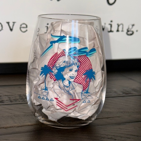 GOLDEN GIRLS ABC STUDIOS Retro Graphic Stemless Wine Glass (1) ROSE Betty White - Picture 1 of 5